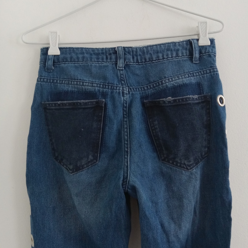 Missguided Eyelet Cut Out Rings Mid Rise Jeans - Picture 4 of 6